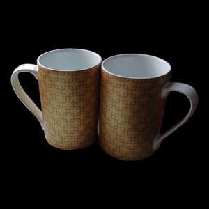 222 fifth white/gold cofffee mugs set of 2